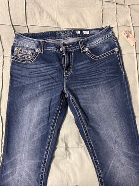 Miss Me Women's Blue Boot Cut Jeans with Embellished Pockets 31 Long